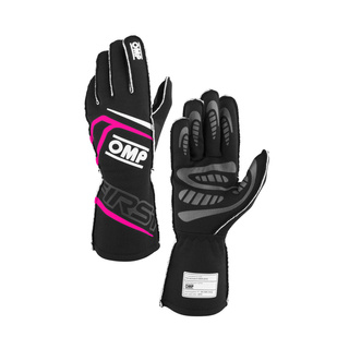 OMP FIRST MY25 Racing Gloves Black-Fuchsia (FIA)
