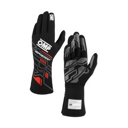 OMP SPORT MY24 Racing Gloves Black-Red (FIA)