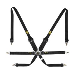 OMP Saloon Pull Down 6 - point Safety Belts black