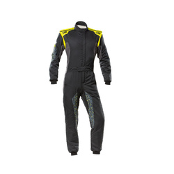 OMP TECNICA HYBRID Racing Suit Black-yellow (FIA)